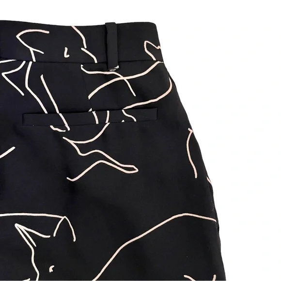 Babaton Pants Fox Print Sz 2 Black Tan Classic Baggy Fit Tapered Leg Aritzia - Picture 9 of 16